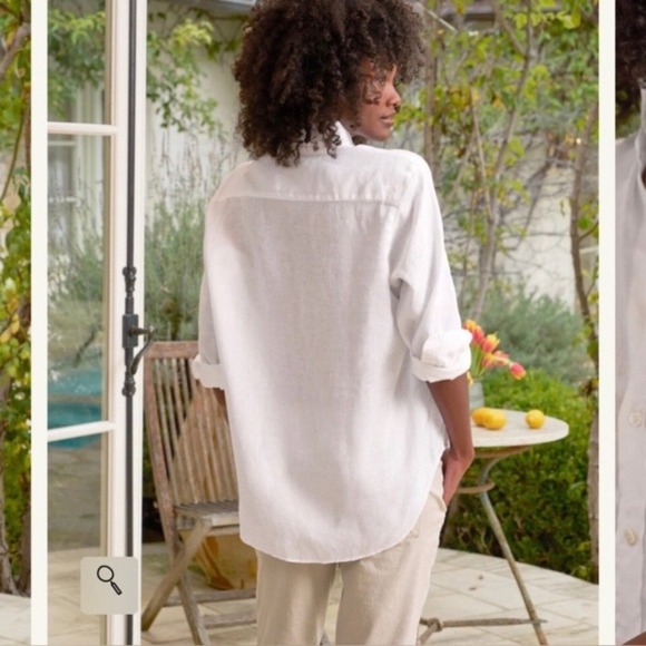 Frank & Eileen EILEEN Relaxed Button Up Shirt in Classic Linen White Lagenlook - Picture 2 of 14